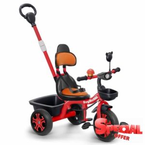 2 in 1 Toddler Tricycle with Adjustable Parent Push Handle