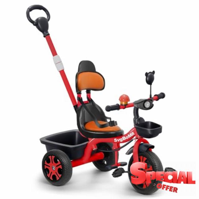 2 in 1 Toddler Tricycle with Adjustable Parent Push Handle