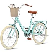 Girls 20 Inch Bike Kids Bicycle with Basket, Girls Bikes Ages 8-12, Kids' Bicycles with Front V-B...