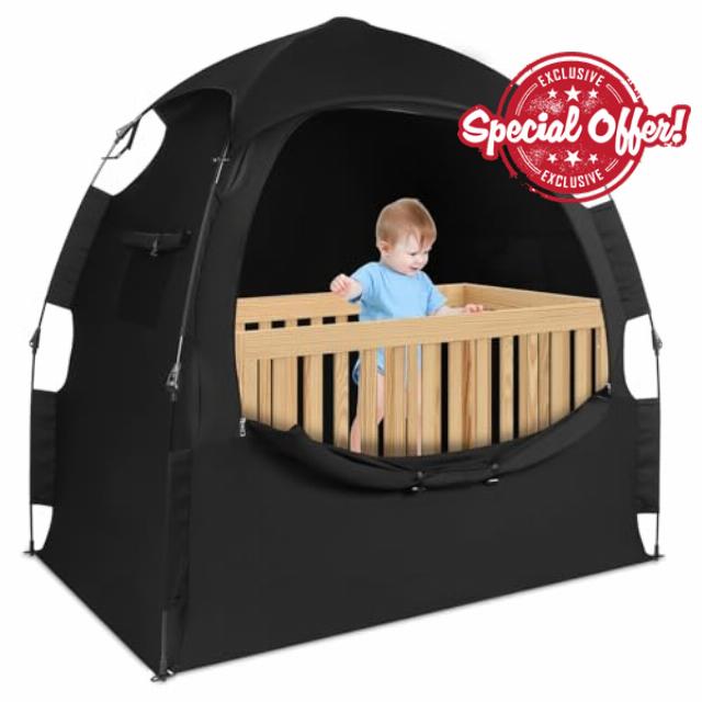 Blackout Tent for Pack N Play – Portable Sleep Pod with 1-Click Setup