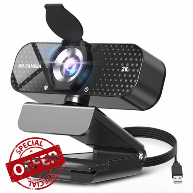 2K HD Webcam with Auto Light Correction