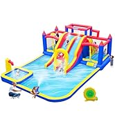 Easyair Cute Octopus Inflatable Water Slides, Bounce House, Climbing Wall, Slides, Deep Pool, Bas...