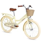 20 Inch Girls Bike with Basket, Kids' Bicycles for Kids Ages 8-12, Single Speed Girls Bikes with ...