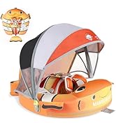 Mambobaby Baby Pool Float with Canopy, Non-Inflatable Infant Floats with Tail Solid Upgrade Soft ...