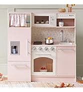 Tiny Land Play Kitchen for Kids, Upgraded Wooden Kitchen Toy with Complete Play Areas, Pretend Co...