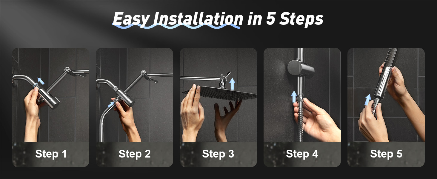 Shower head with handheld high pressure rain shower head showerhead combo rainfall shower luxury