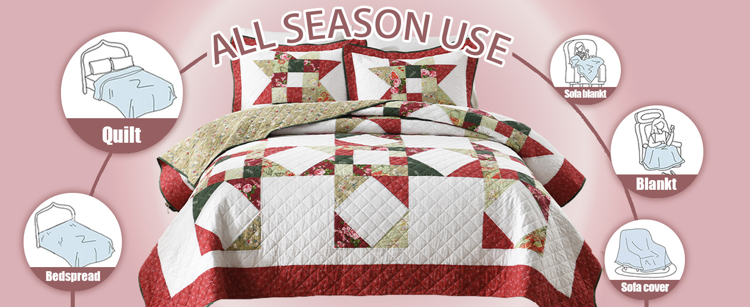 1cotton bedspread coverlet quilt bedding sets star floral patchwork bedspread comforters king queen