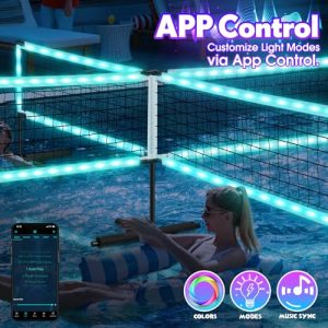 Light-Up Four Square Volleyball Pool Game Set with LED Water Balls