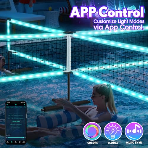 Light-Up Four Square Volleyball Pool Game Set with LED Water Balls