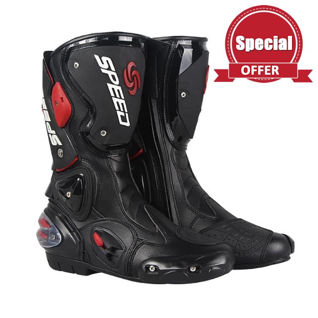 RidingTribe Ultra-Fiber Motorcycle Boots - High-Ankle Armor with Air Cushion & Reinforced Leg Guard