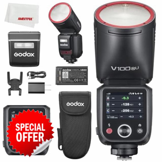 Godox V100 N V100N 100Ws USA Versions TTL Li-ion Round Head Flash for Nikon Camera