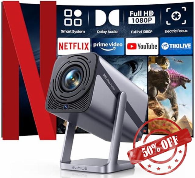 Netflix-Licensed丨20W Dolby Audio丨360°Adjustable Stand: Smart 4K Projector with WiFi 6 and 2-Way Bluetooth