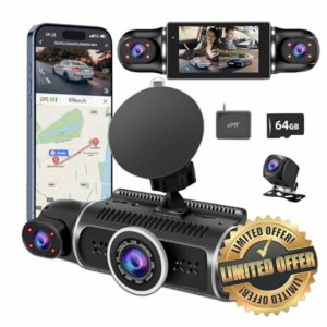 360° Dash Cam Front and Rear View 4 Channel Dash Camera FHD 2K+1080Px3 for Car