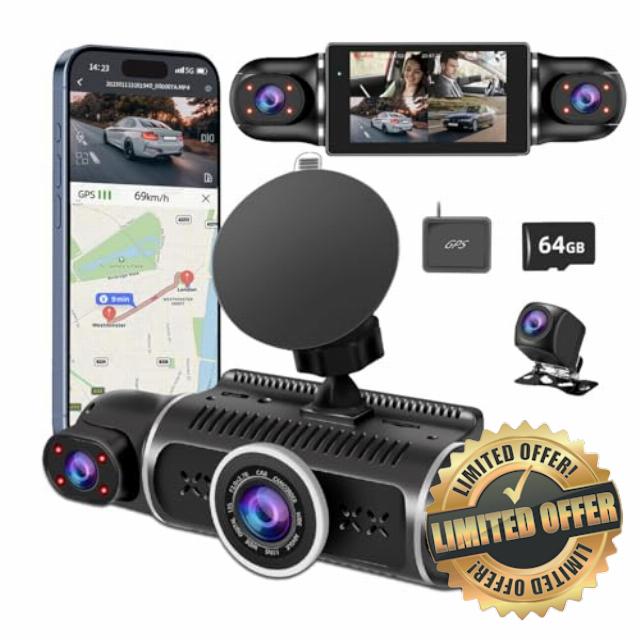 360° Dash Cam Front and Rear View 4 Channel Dash Camera FHD 2K+1080Px3 for Car