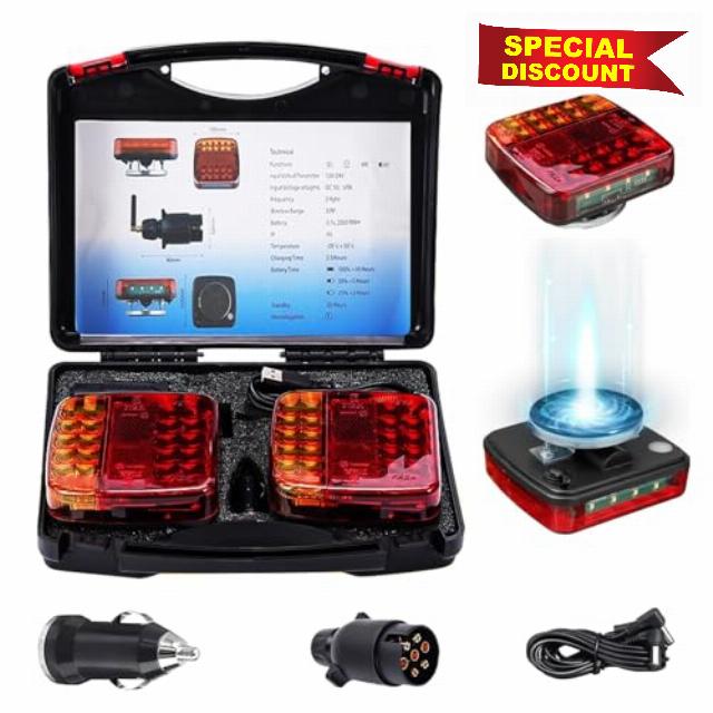 2-Pack Wireless Magnetic LED Trailer Light Set ,Ip67 Waterproof Wireless Trailer Lights Kit