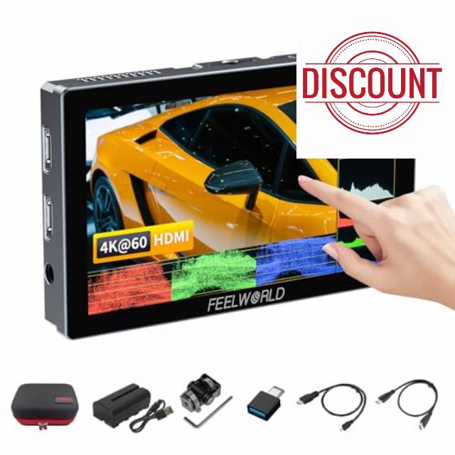 FEELWORLD P6X 5.5" Aluminum DSLR Field HDR Monitor Bundle with Portable Case& Battery