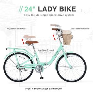 Basket & Rear Rack，Adjustable Seat Post&Handlebar，3 Colors