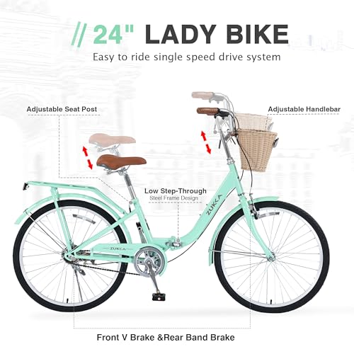Basket & Rear Rack,Adjustable Seat Post&Handlebar,3 Colors