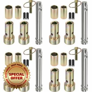 4 Packs TK95029 CAT 1 Quick Hitch Adapter Bushing Kit with S07070200 Top Link Pin and S07090100 Lynch Pin for Category 1 3-Point Quick Hitch and Tractor