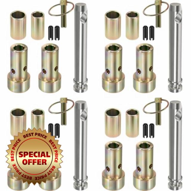 4 Packs TK95029 CAT 1 Quick Hitch Adapter Bushing Kit with S07070200 Top Link Pin and S07090100 Lynch Pin for Category 1 3-Point Quick Hitch and Tractor