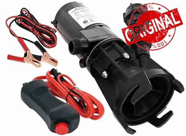 Flojet Macerator Pump 18555-000A - 12V DC Waste Pump for Camper/RV - Empties 40-Gal Tank in 5 Mins - 9 GPM Output - 3/4" Garden Hose Connection - Stainless Steel Grinder