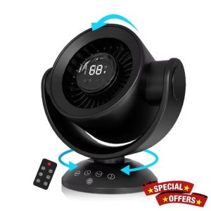 Desk Fans for Bedroom，9-Inch Air Circulator Fan，90°Vertical +120°Auto Oscillating