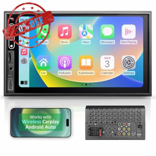 Double Din Car Stereo Compatible with Wireless Apple Carplay