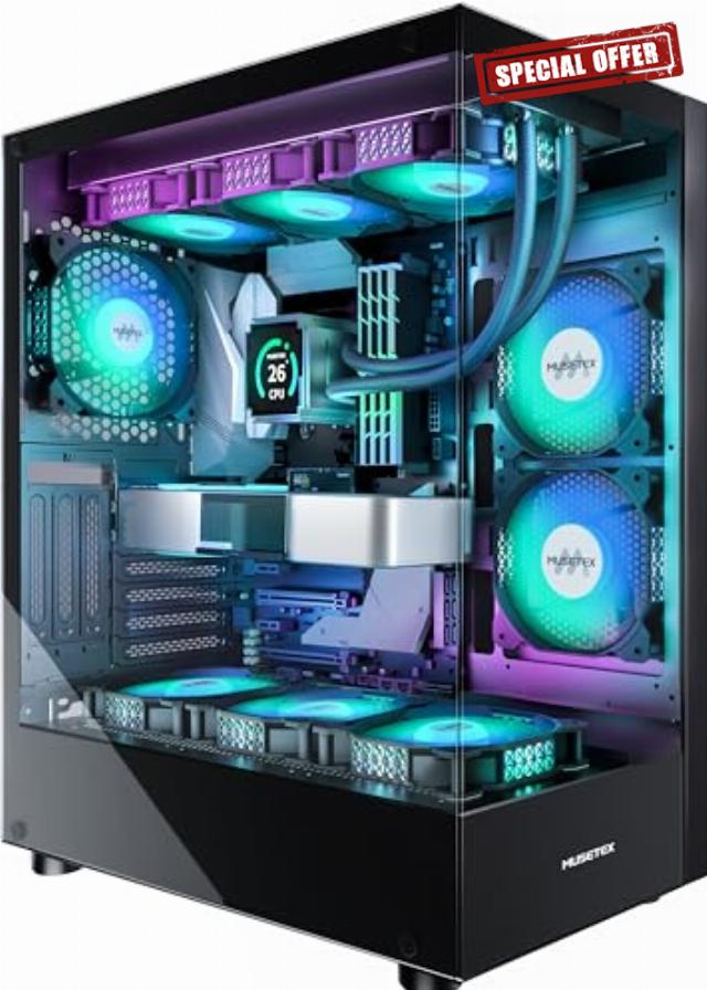 MUSETEX PC CASE ATX 6 PWM ARGB Fans Pre-Installed