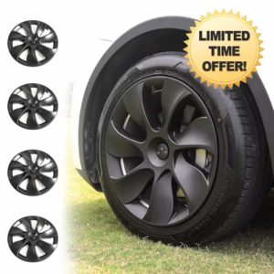Wheel Cover 19 Inch for Tesla Model Y 2021 2022 2023 2024 ABS Hubcapsr 4 Pcs Replacement Wheel Cover (Matte Black)