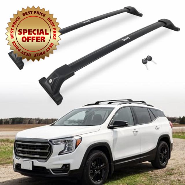 265LBS Lockable Cross Bars Roof Rack Fit for 2018-2024 GMC Terrain & Chevy Chevrolet Equinox Aluminum Crossbars Cargo Bar Luggage Baggage Carrier Rooftop Accessories