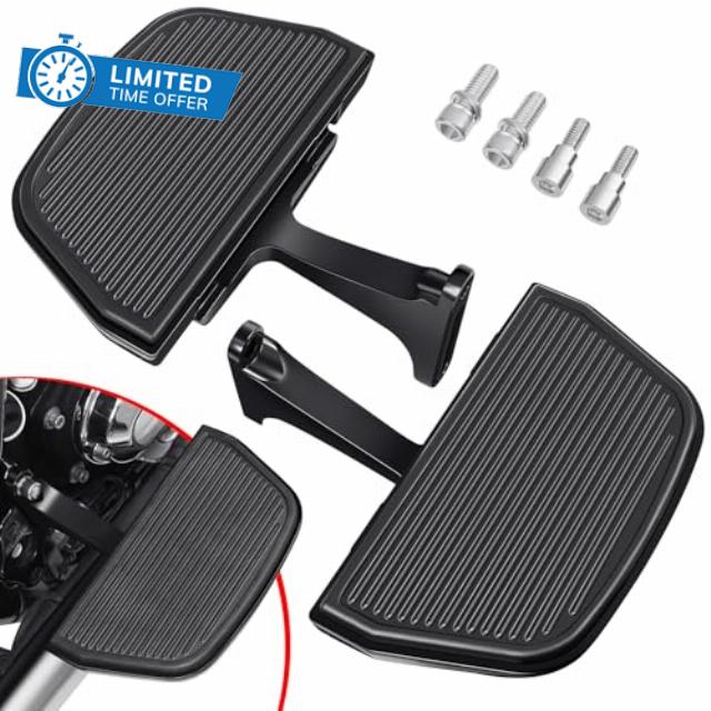 Benlari Passenger Floorboards Motorcycle Footboards with Mount Bracket Kits Compatible with Harley Davidson Touring Road King Street Glide Road Glide Electra Glide 1993-2024 All Black