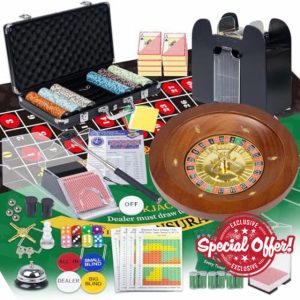 5 in 1 Super Pro Casino Game Set: Blackjack/Texas Hold'em/Roulette/Craps/Poker Kit