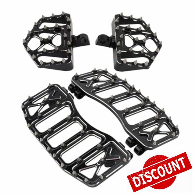 Motorcycle Floorboards MX Foot Pegs Driver Footrest for Harley Touring 86-2023 Road King Street Glide Road Glide 1986-2017 Softail Fat Boy FL 2012-2016 Dyna FLD (Silver Black)
