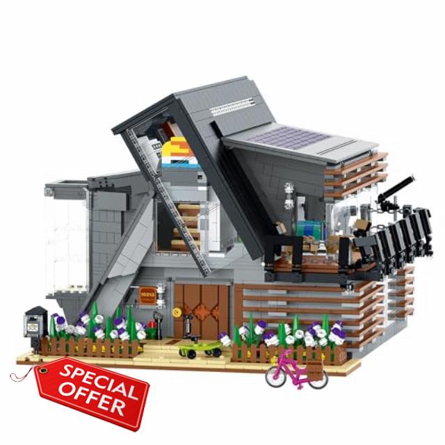 General Jim's The Lambda House Modern Modular City Building Set – Light-Up Kit with Removable Roof