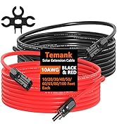 10AWG Solar Panel Extension Cable 100 Ft Black and 100 Feet Red, 10 Gauge Solar Cables Wire 100Ft...
