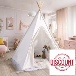 Sumbababy Large Teepee Tent for Adults Outdoor - Cotton Foldable Kids Tents Indoor for Toddlers - Sleepover Gift Toy for Girls Boys