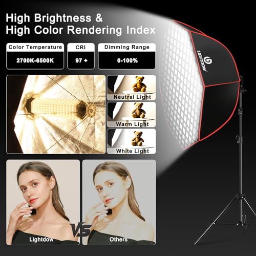 Photography Lighting Kit with Honeycomb Grid & 110W 2700K-6500K LED Lamp & RC & 2 Tripod Stands