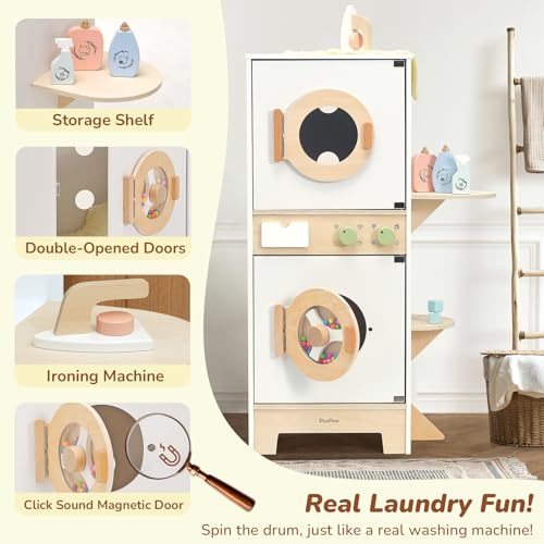 Wooden Stacking Washer and Dryer Toy with Iron