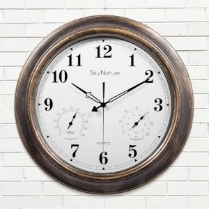 18 Inch Large Indoor Outdoor Wall Clock Waterproof with Temperature and Humidity
