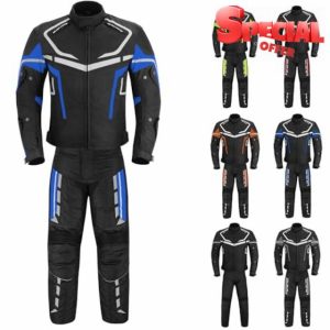 Mens Motorbike Suit Waterproof Cordura Jacket with Trouser Motorcycle
