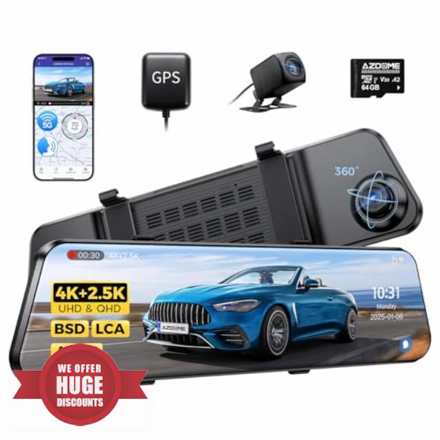 AZDOME PG17 Max 4K+2.5K Mirror Dash Cam with ADAS