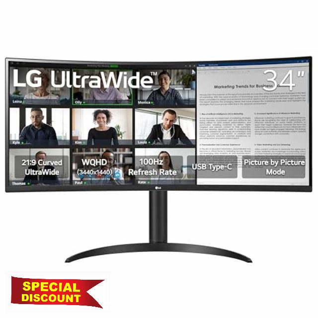 LG 34WR55QK-B 34-inch UltraWide WQHD (3440 x 1440) Curved Computer Monitor