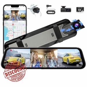 Aprilboy 3 Channel Mirror Dash Camera for Cars