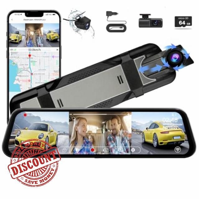 Aprilboy 3 Channel Mirror Dash Camera for Cars