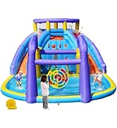 Easyair Inflatable Water Slide for Kids,18 ft L x 16 ft W x 8.2 ft H, 2 Climbing Walls, 2 Slides,...