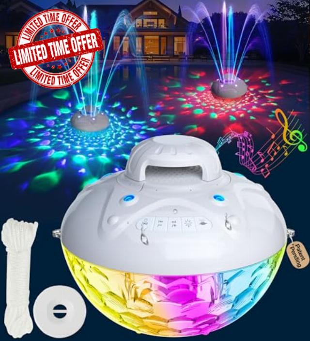 KingSom 3 in 1 Bluetooth Pool Speaker with Pool Fountain Light