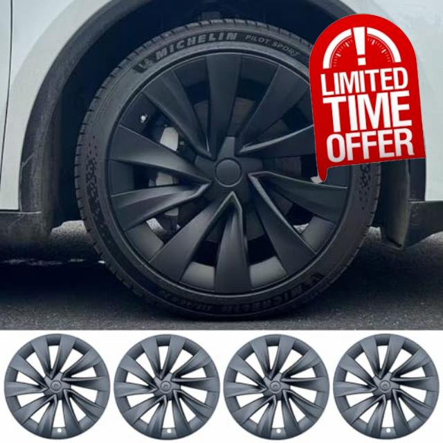 for Tesla Model Y 20 Inch Helix Wheel Cover Hubcaps Hub Cap ABS Cover Set of 4 Matte Black Tesla Model Y Accessories