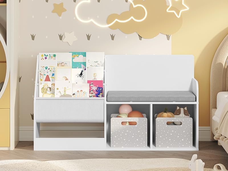 Kids Bookshelf with Seat