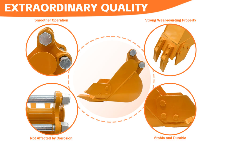 200mm 7.87'' Yellow Narrow Digging Bucket Mini Excavators Digger Attachments Narrow Trench Bucket