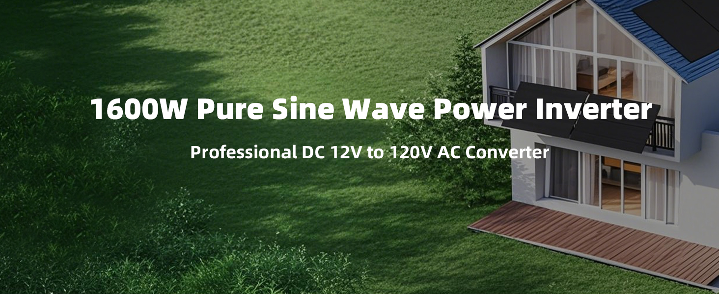 1600W solar & wind power inverter DC 12v to 120v AC converter car camping essentials